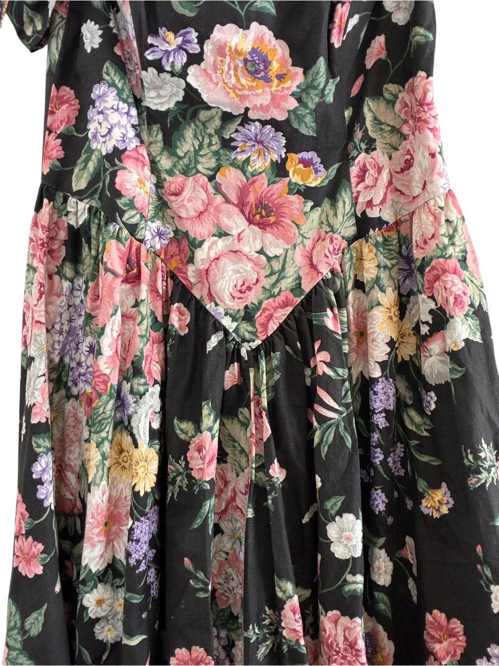 Expo | Vintage floral cotton off the shoulder 80’s/90’s princess cut dress - Picture 3 of 11